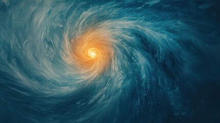 Swirling Energy Vortex with Glowing Core: Artistic Abstract Render in Blue and Orange Tones