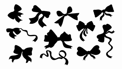 Fototapeta premium set of black ribbon silhouette vector on white background
