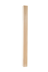 Long wooden post is standing upright on a white background