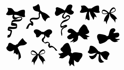 Fototapeta premium set of black ribbon silhouette vector on white background