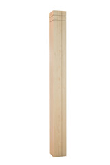 Tall wooden post with a white background