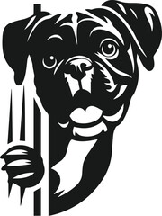 Vector dog face peeking animal silhouette