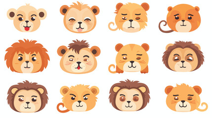 Adorable Tiny Lion with Emoji Collection - Professional Animal Emotions Illustration
