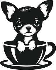 Vector dog face peeking animal silhouette