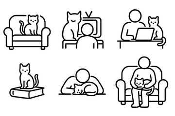 outline vector icons of heart home décor: heart cushion, wall art heart, heart light, heart vase, candle with heart, heart frame, decorative heart, heart mirror., set of line style icons in a modern,