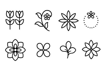 outline vector icons of artistic heart motifs: mosaic heart, floral heart, lace heart, patchwork heart, tribal heart, abstract heart, geometric heart, heart spiral.No labels, flat isometric styleset