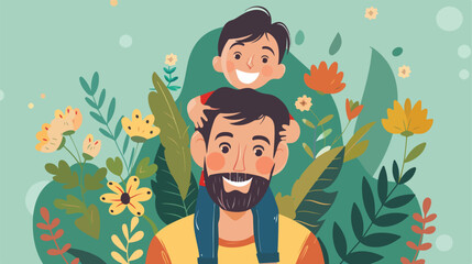 Father's Day Design Green Background Vector Illustration