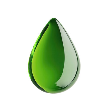 green drop of water on transparent background