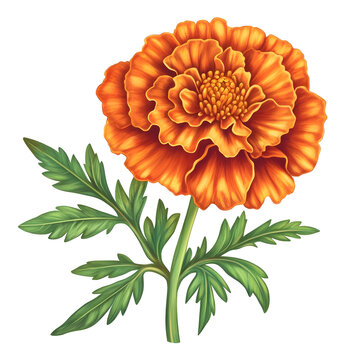 orange marigold flower on white background clip art preview