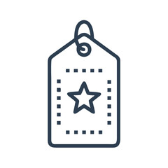 Tag icon with star outline for branding, quality or featured content