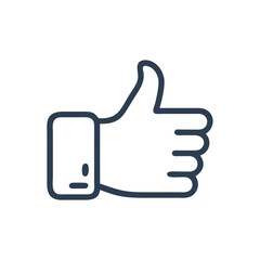 Like icon, thumbs up outline for approval or feedback