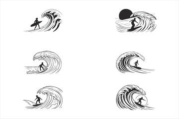 Obraz premium Surfobards Silhouettes