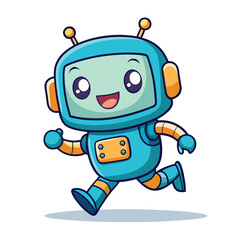 Obraz premium Cute cartoon robot running