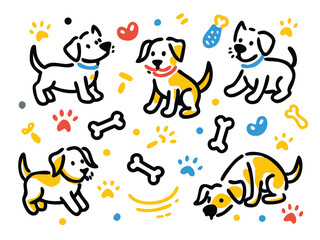 Seamless Dog Doodle Pattern – Hand-Drawn Puppy Illustrations, Dog Sketches, and Playful Designs for Pet Lovers