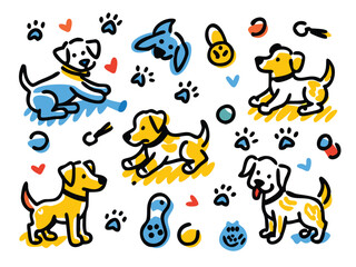 Seamless Dog Doodle Pattern – Hand-Drawn Puppy Illustrations, Dog Sketches, and Playful Designs for Pet Lovers