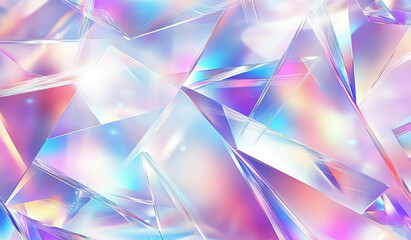 Abstract holographic background with sparkling geometric shapes, crystal and prism effects.