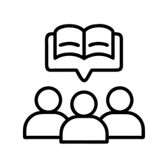 Book club meeting icon vector illustration for education, literature and community events