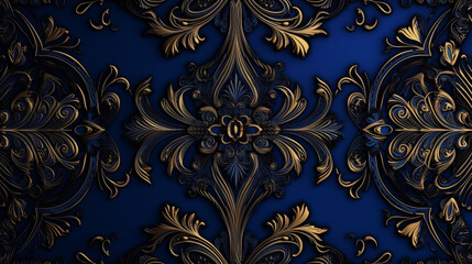 Intricate Ornament Pattern in Gold and Blue for Elegant Background