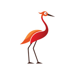 Obraz premium minimalist crane standing on one leg logo icon on