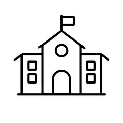 School building outline vector illustration for education, learning, and architecture design icon