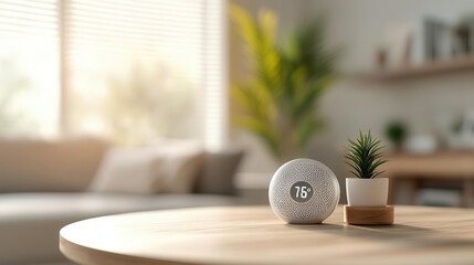 Obraz premium Hightech smart home with a voicecontrolled thermostat adjusting temperature based on user preferences
