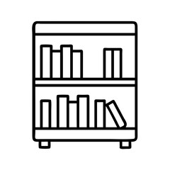 Bookcase bookshelf furniture storage books home decor library interior design outline icon vector