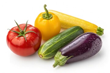 Collection vegetables isolated white background