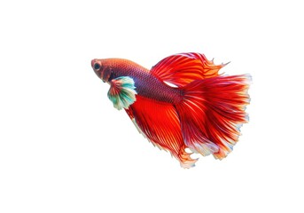 Fototapeta premium Isolated betta fish vibrant colors aquarium pet siamese isolated on white background