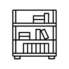 Outline bookshelf with books vector illustration for furniture and interior design needs