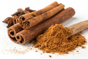 A bundle of aromatic cinnamon sticks tied with twine.
