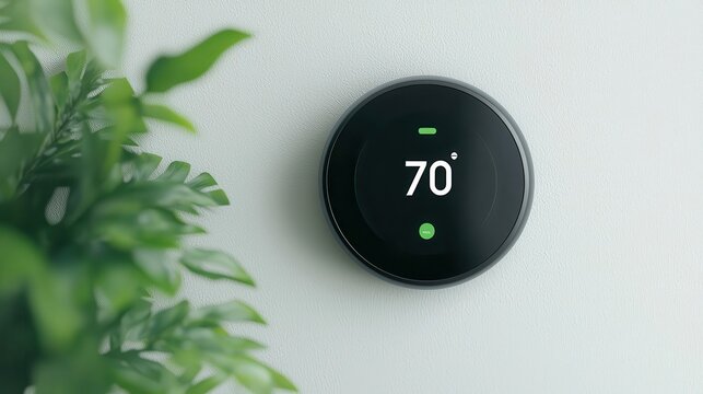 AIpowered thermostat syncing with smart curtains to regulate room temperature efficiently