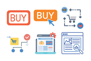 set of digital marketing icon vector 