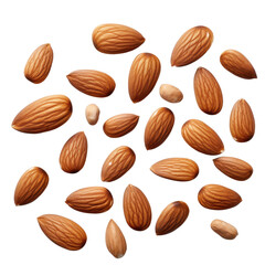 almonds isolated on transparent background.