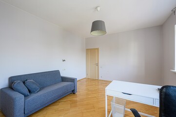 interior room apartment bedroom with bed, cozy place to sleep and relax