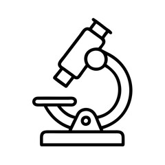 Microscope vector outline icon for science research laboratory equipment and education tool design