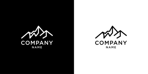 Mountain Logo Design with line art style