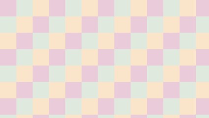 Pastel checkered pattern.  A repeating grid of light pastel squares in pale pink, mint green, and light beige.  A simple, soft, and visually appealing design