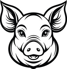Pig silhouette vector illustration, Farm animal pig icon, Pig side view silhouette, Livestock pig graphic design, Simple pig shape outline