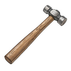 Hammer with wooden handle isolated on white background