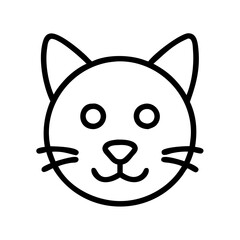 Cat face drawing vector illustration, cute kitten head outline, pet animal graphic design icon
