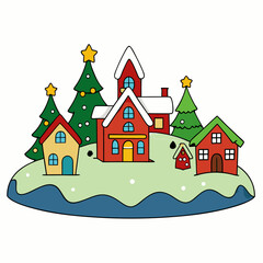 christmas village vector
