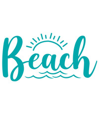 Obraz premium Beach typography clip art design on plain white transparent isolated background for card, shirt, hoodie, sweatshirt, apparel, tag, mug, icon, poster or badge