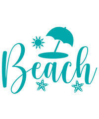 Beach typography clip art design on plain white transparent isolated background for card, shirt, hoodie, sweatshirt, apparel, tag, mug, icon, poster or badge