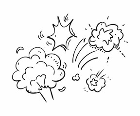 Set of Black and White Comic Book Explosion Effects