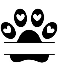 Dog paw print clip art design on plain white transparent isolated background for card, shirt, hoodie, sweatshirt, apparel, card, tag, mug, icon, poster or badge
