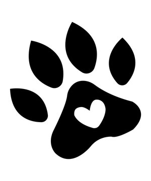 recommend clip art: Dog paw print clip art design on plain white transparent isolated background for card, shirt, hoodie, sweatshirt, apparel, card, tag, mug, icon, poster or badge