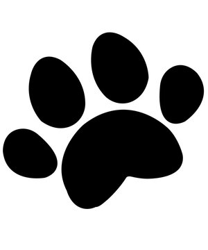 recommend clip art: Dog paw print clip art design on plain white transparent isolated background for card, shirt, hoodie, sweatshirt, apparel, card, tag, mug, icon, poster or badge