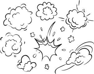 Set of Black and White Comic Book Explosion Effects