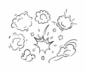 Set of Black and White Comic Book Explosion Effects