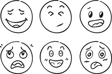 Collection of Simple, Hand-Drawn Emoticons Displaying Various Emotions